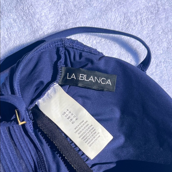 La Blanca Fluid Lines One Piece Swimsuit - NWOT Indigo Blue - Picture 7 of 13